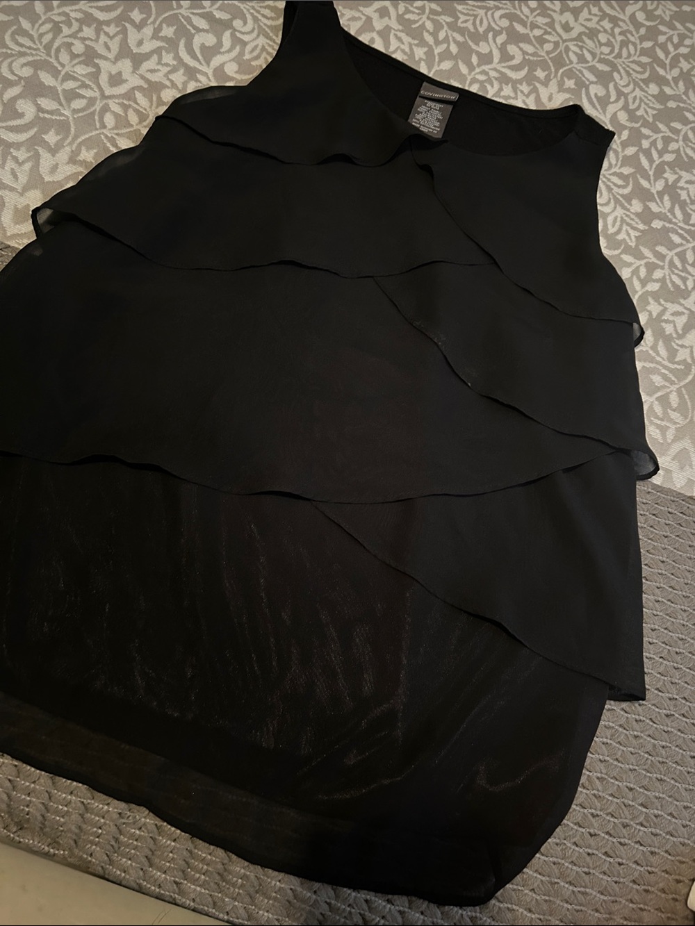 Covington Black Layered High-Low Chiffon Skirt